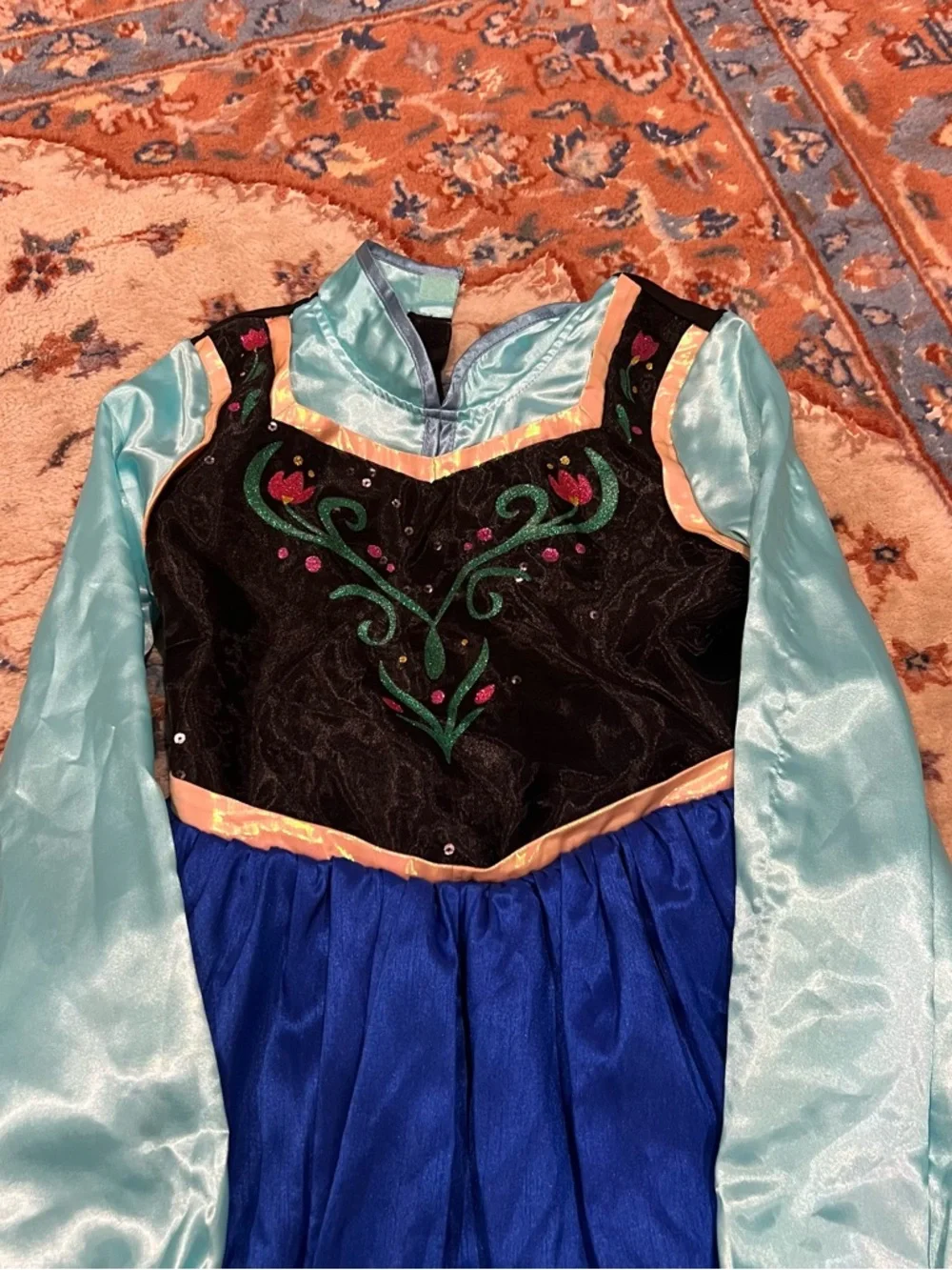 Disney’s Frozen Ana Blue and Teal Princess Dress Costume - Picture 3 of 6